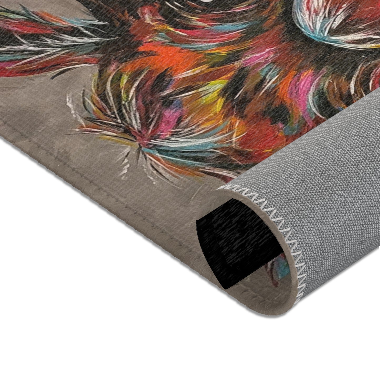 Colorful Moose & Owl Rug