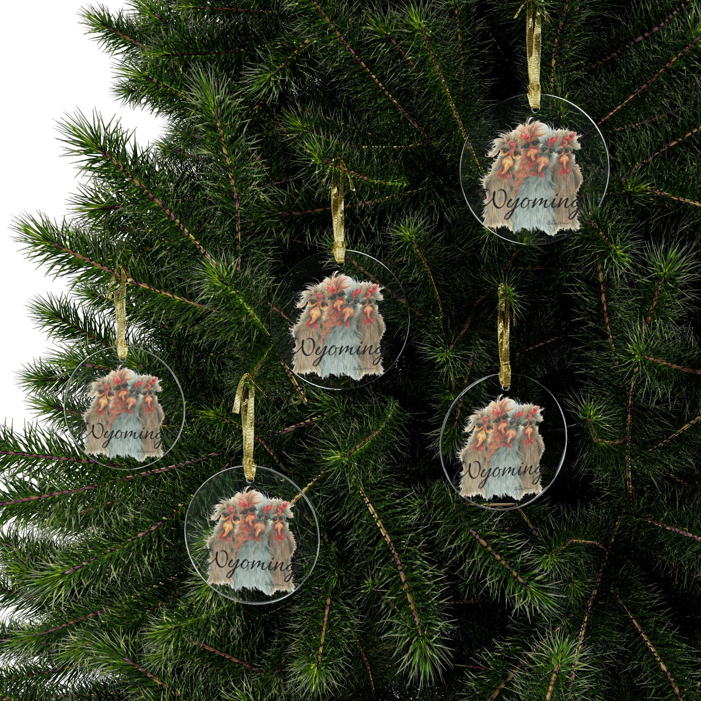 Wyoming Crazy Chickens Acrylic Ornament