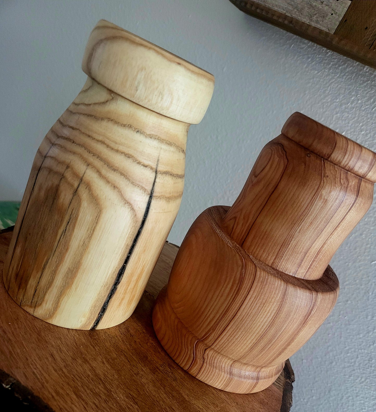 Small Hand Turned Wood Vases