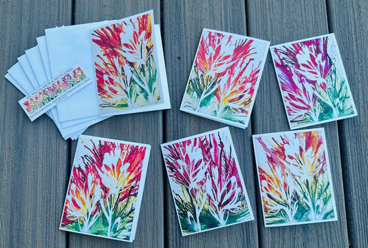 Set of 6 Original Indian Paintbrush Art Cards