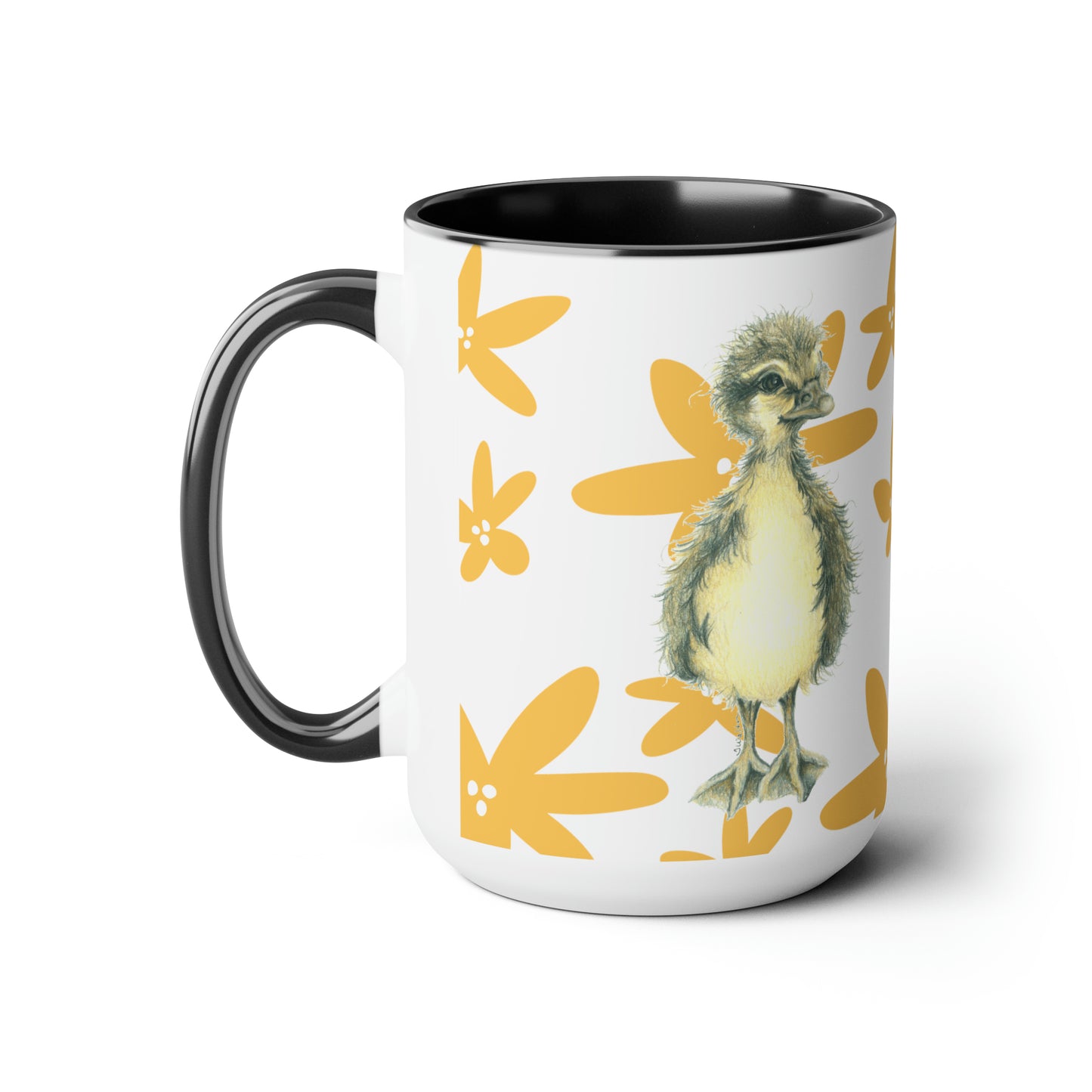 Original Art Duck Black & White Coffee Mug, 15oz
