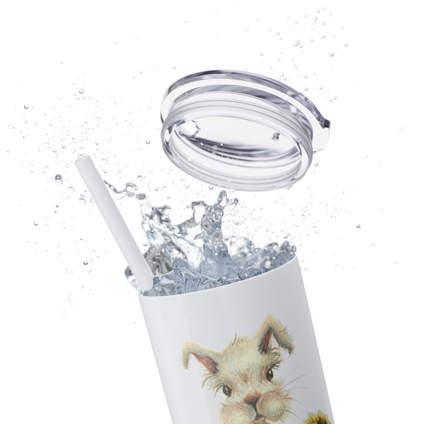 Original Art Bunny Skinny Tumbler with Straw, 20oz