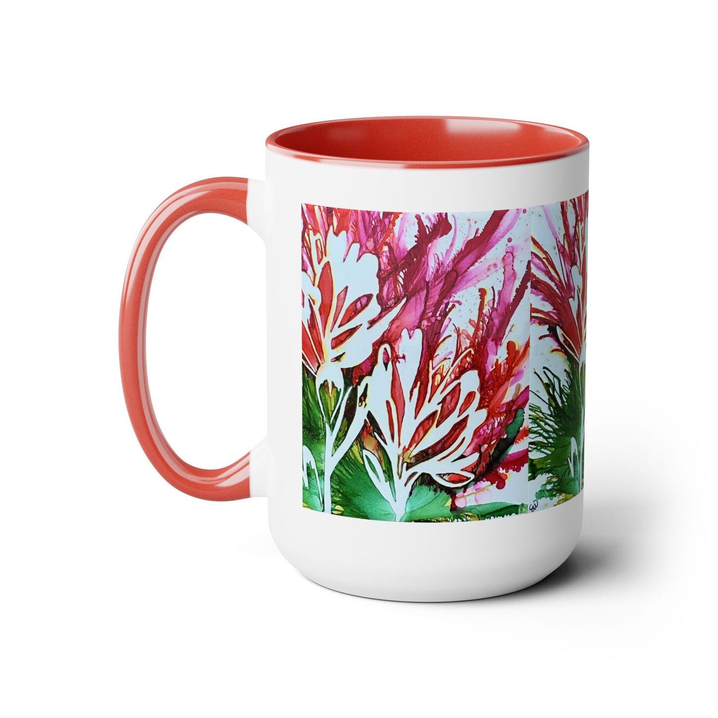 Original Indian Paintbrush Art Red & White Coffee Mug, 15oz