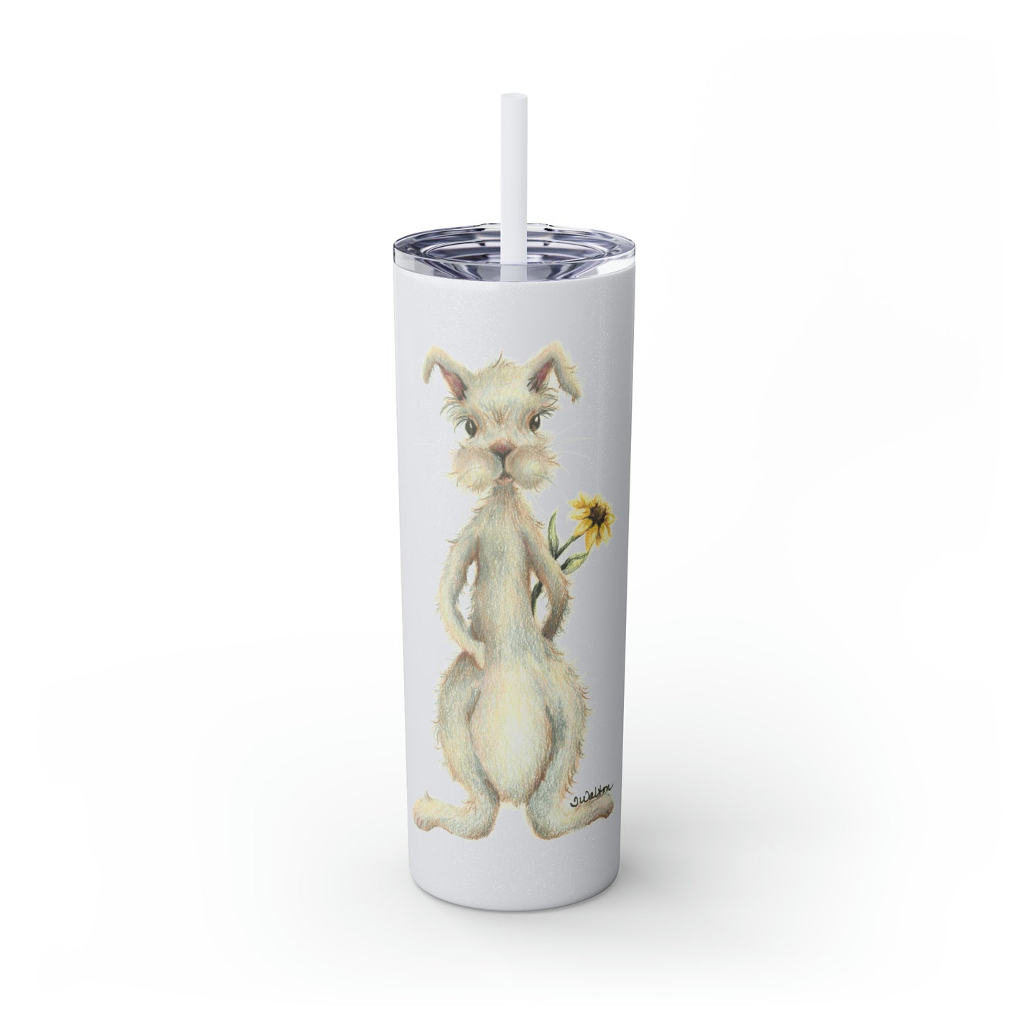 Original Art Bunny Skinny Tumbler with Straw, 20oz