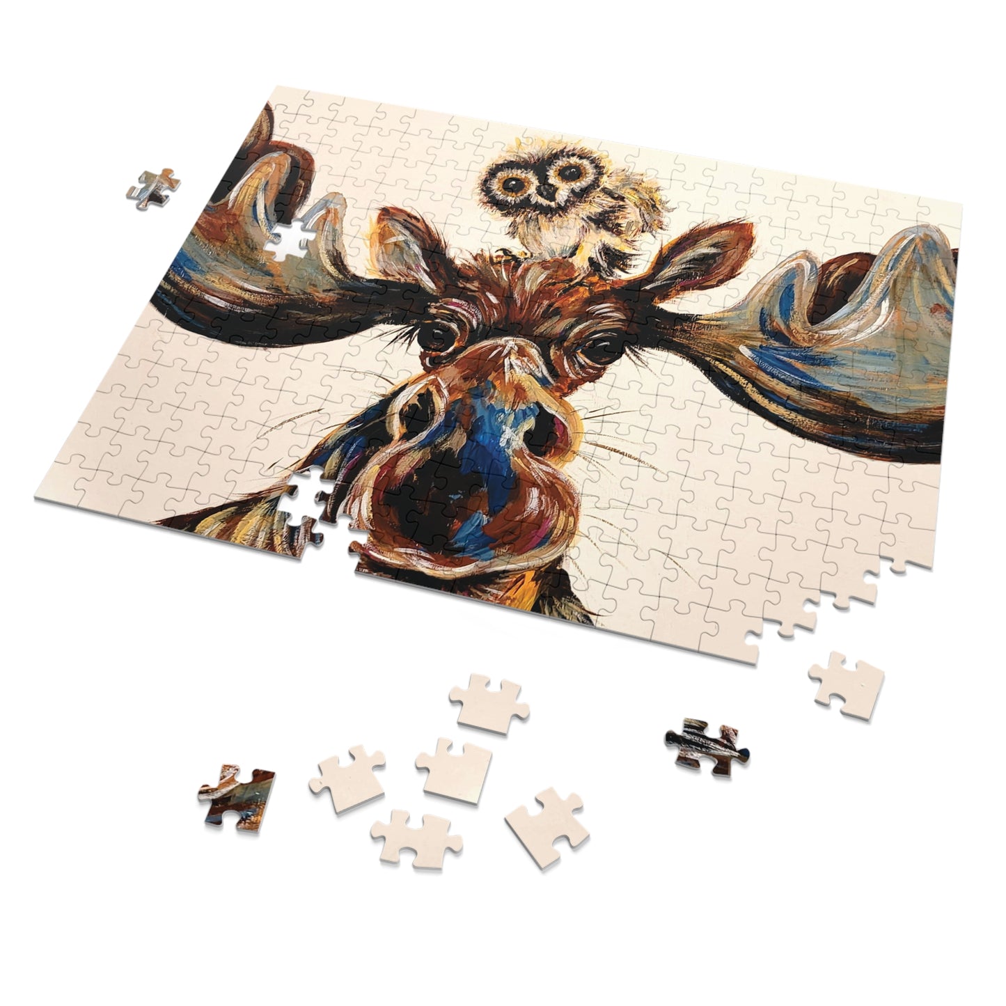 Original Art Moose & Owl Jigsaw Puzzle (252 Piece)