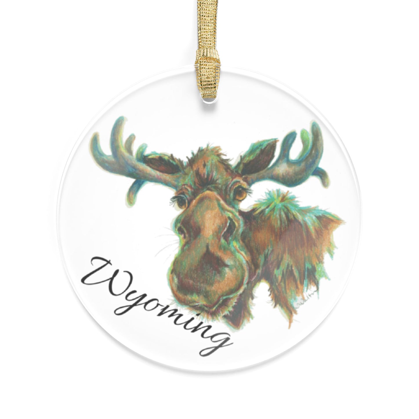 Ornament - Acrylic Moose Wyoming Original Art by Terri Walton