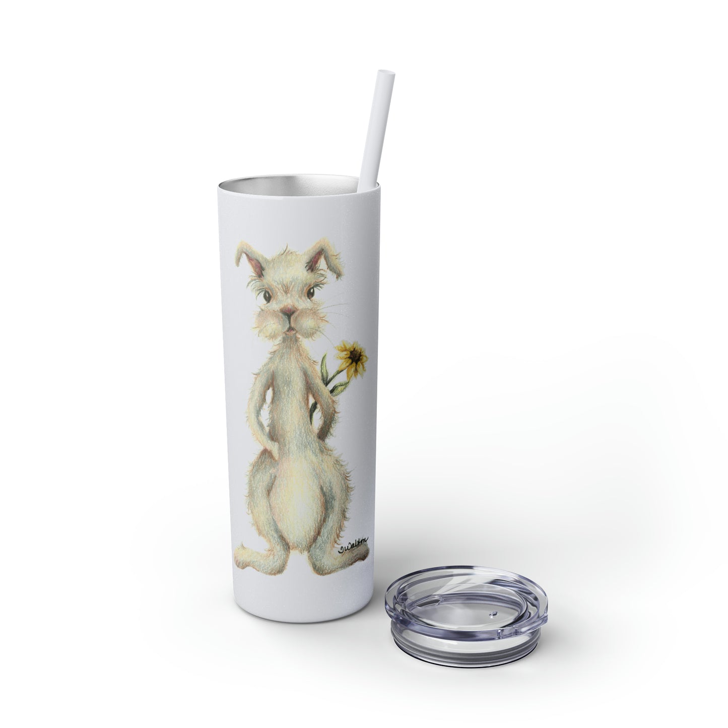 Original Art Bunny Skinny Tumbler with Straw, 20oz