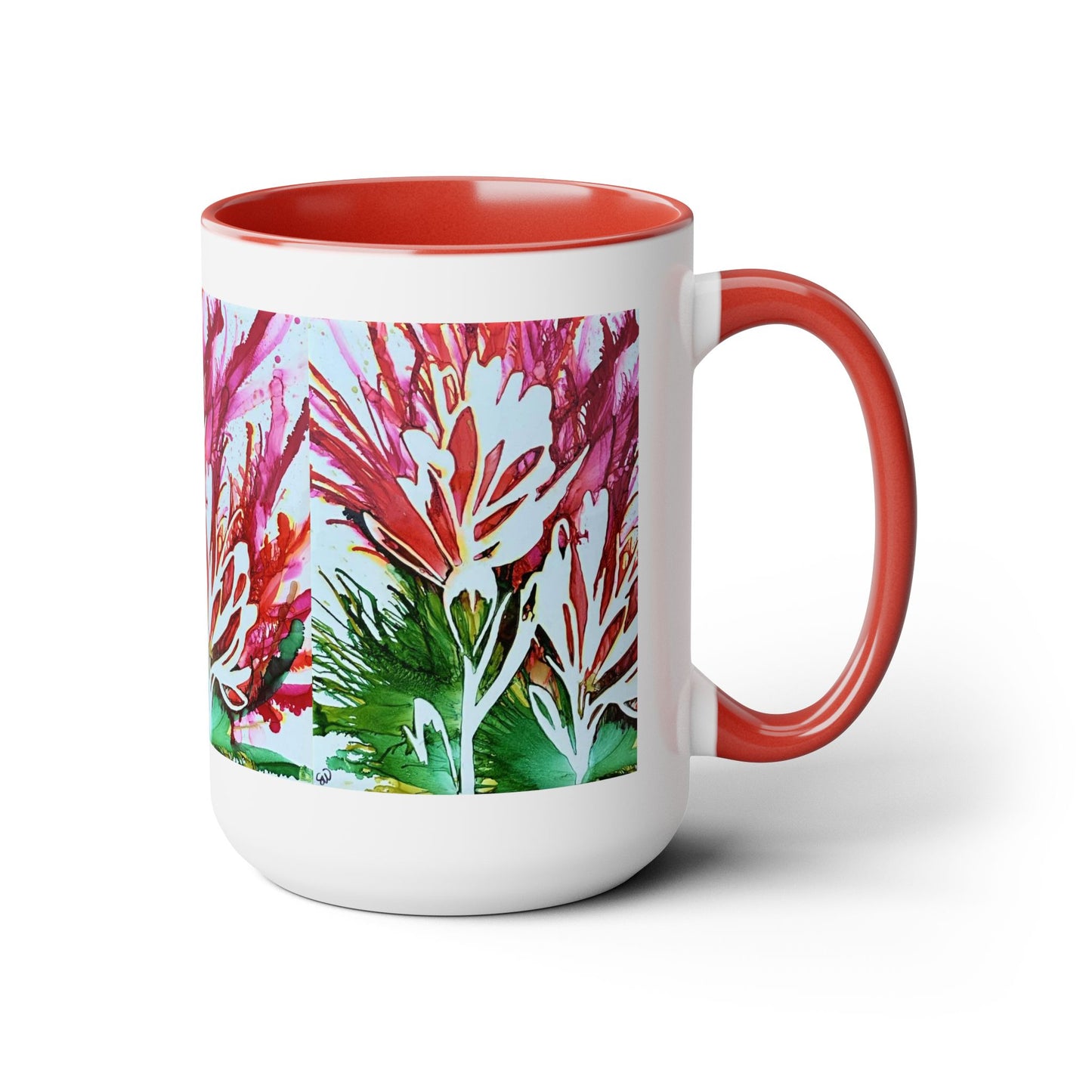 Original Indian Paintbrush Art Red & White Coffee Mug, 15oz