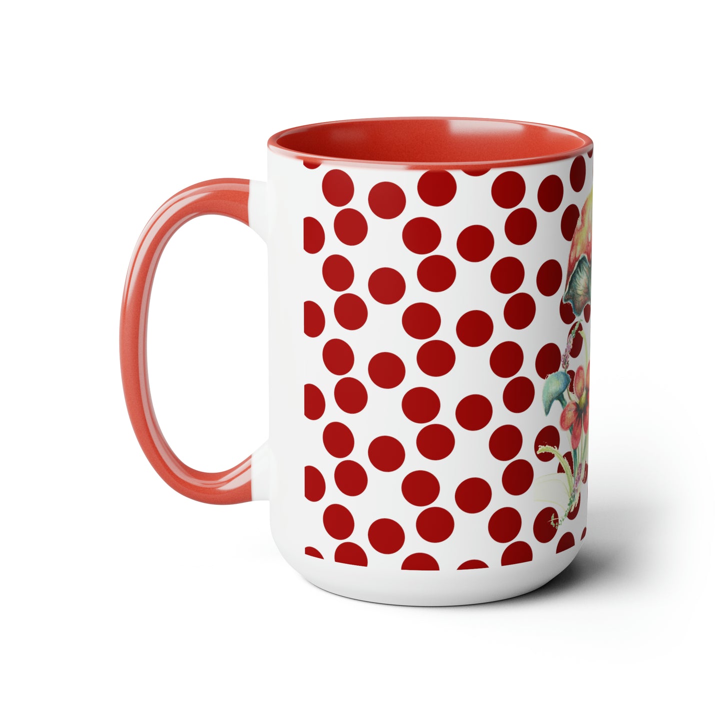 Original Mushroom Art Red & White Coffee Mug, 15oz