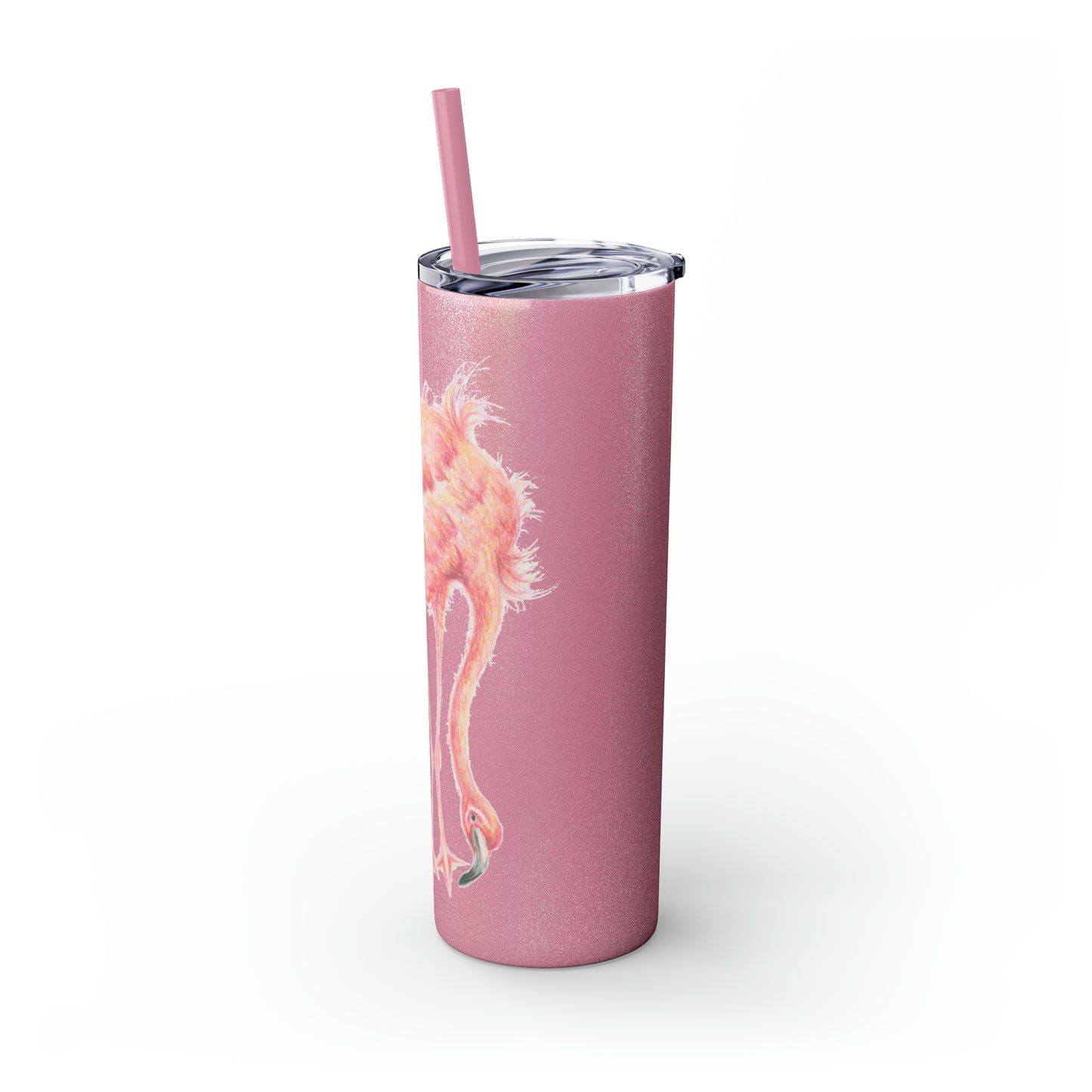 Original Flamingo Art Skinny Tumbler with Straw, 20oz