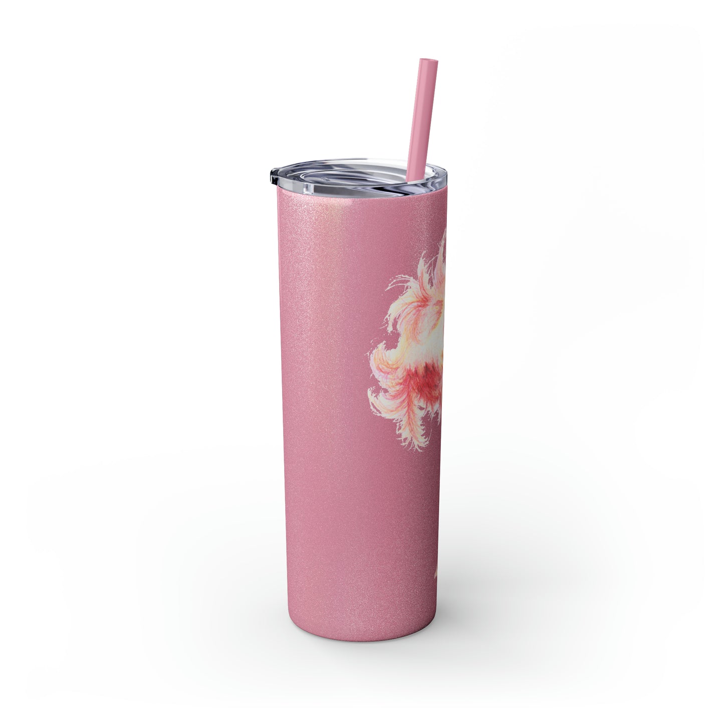 Original Flamingo Art Skinny Tumbler with Straw, 20oz