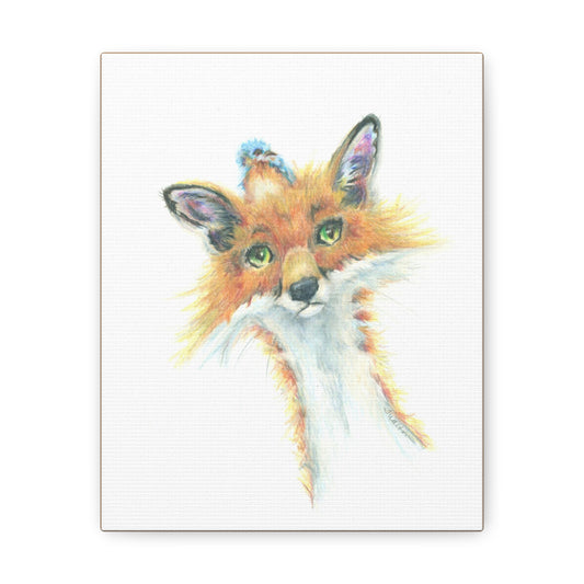 Original Fox & Baby Owl Art Print Gallery Wrap