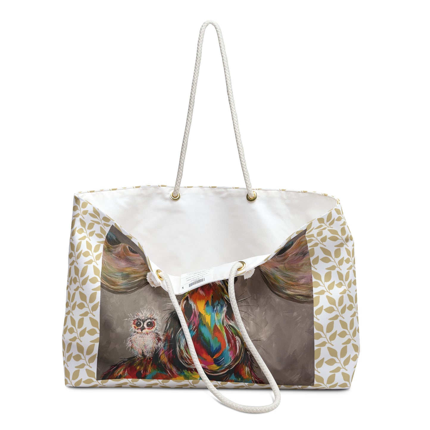 Colorful Moose & Baby Owl Weekender Bag