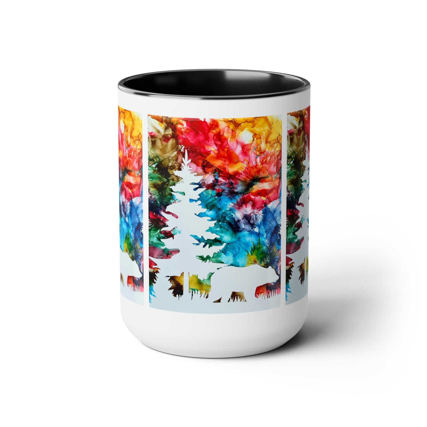 Original Woodland Art Black & White Coffee Mug, 15oz