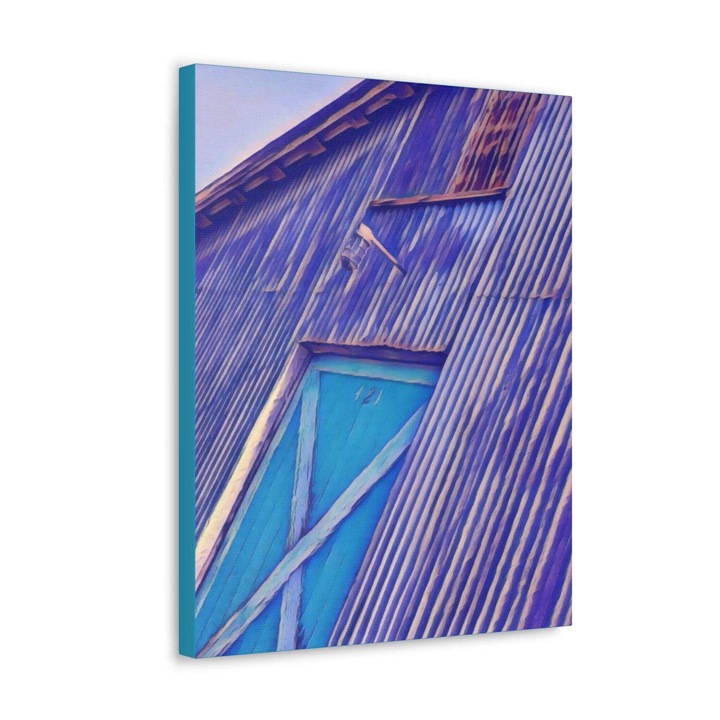 Turquoise Barn Door Canvas Gallery Wrap