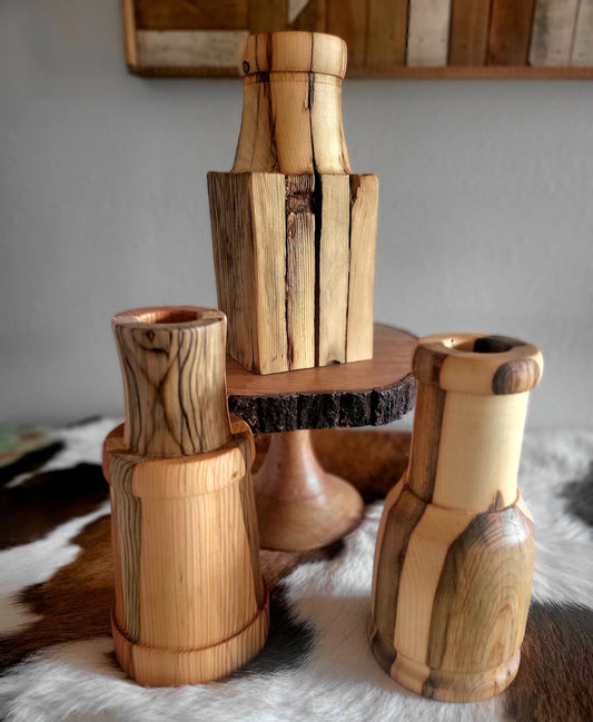 Large Hand Turned Wood Vases
