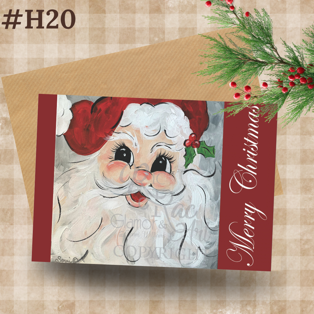 Original Art Vintage Red Santa Card with Envelope