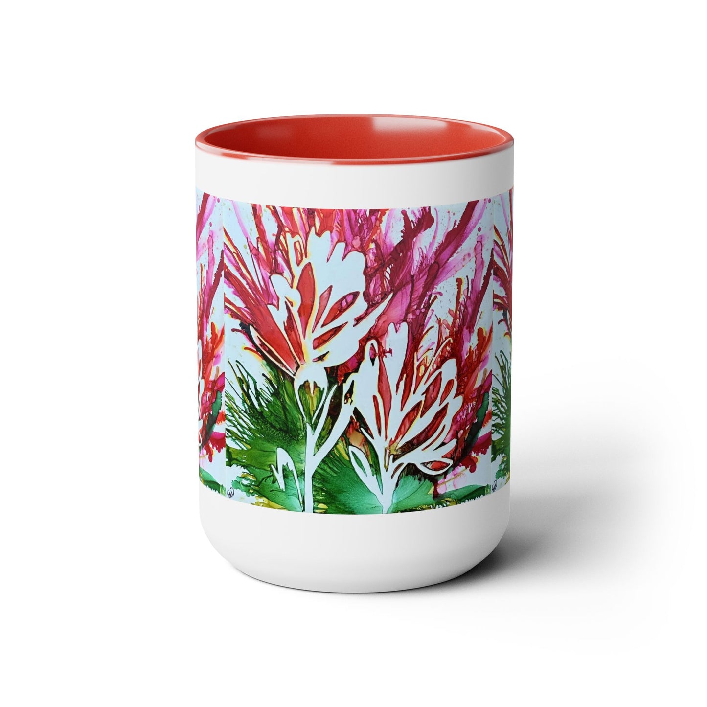 Original Indian Paintbrush Art Red & White Coffee Mug, 15oz