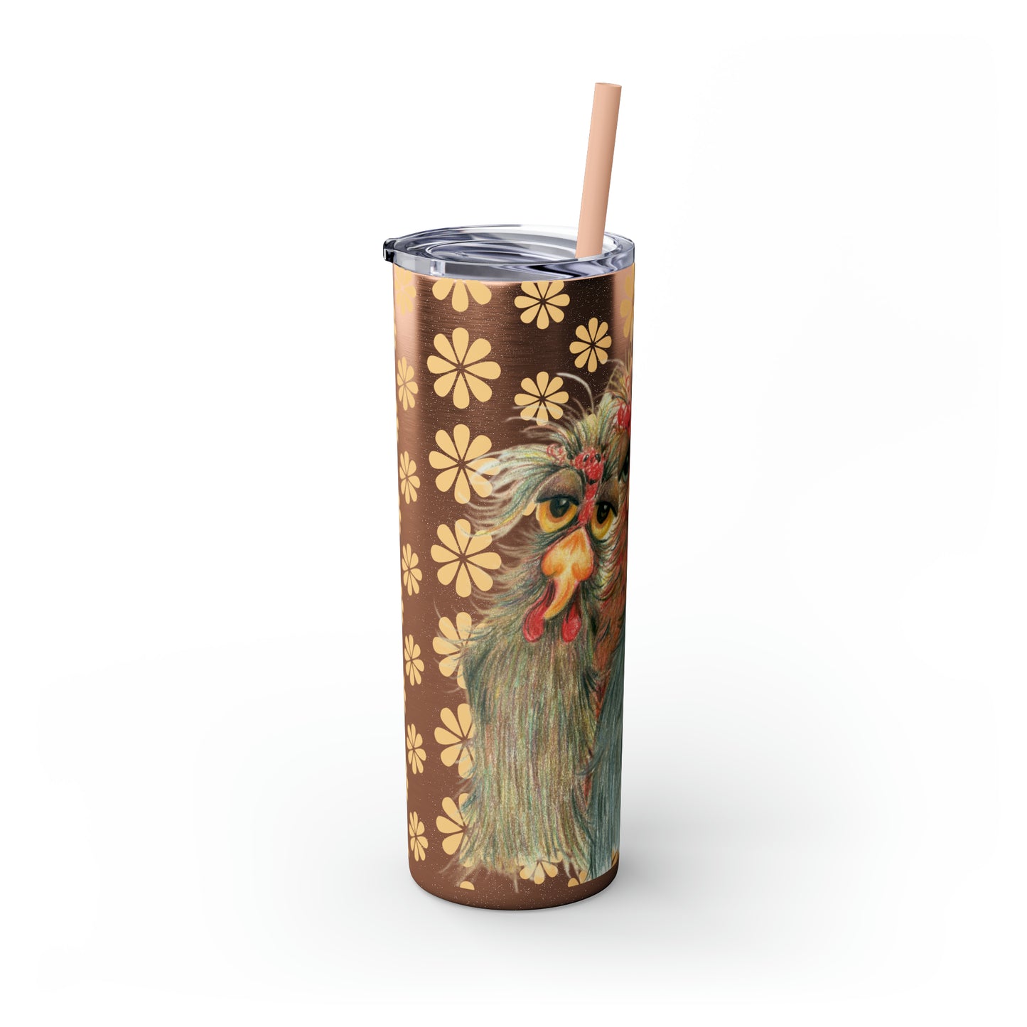 Original Chicken Art Skinny Tumbler with Straw, 20oz