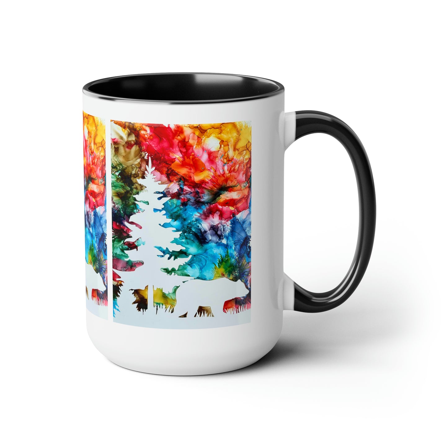 Original Woodland Art Black & White Coffee Mug, 15oz