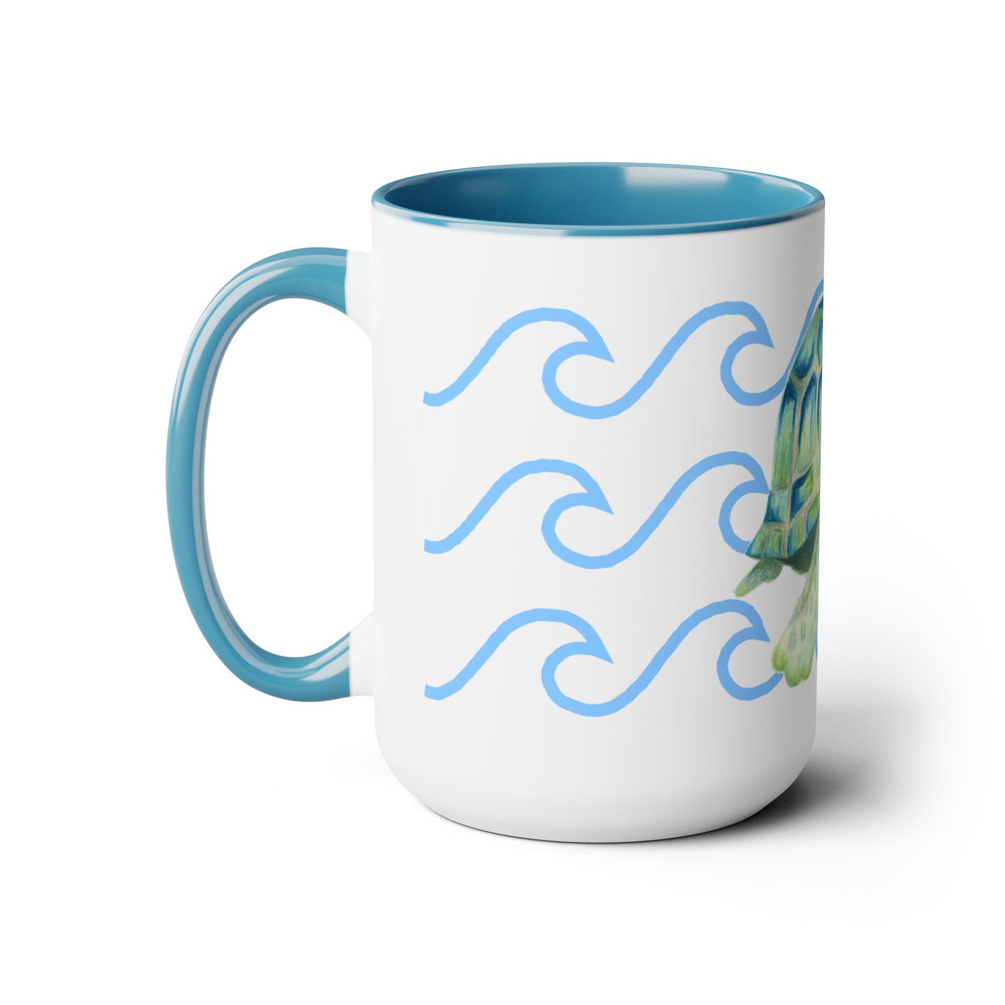 Original Art Turtle Blue & White Coffee Mug, 15oz