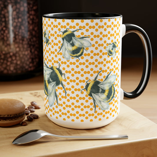 Original Bee Art Black & White Coffee Mug, 15oz