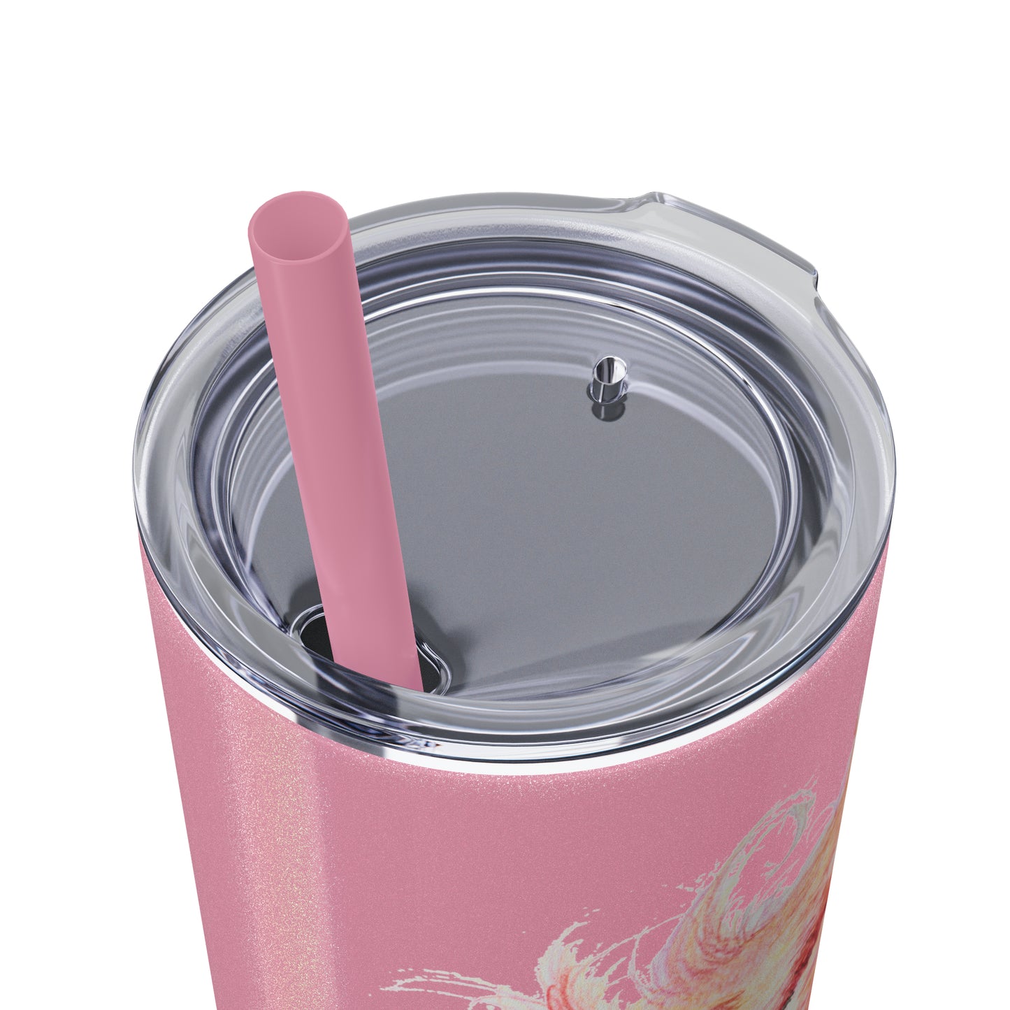 Original Flamingo Art Skinny Tumbler with Straw, 20oz