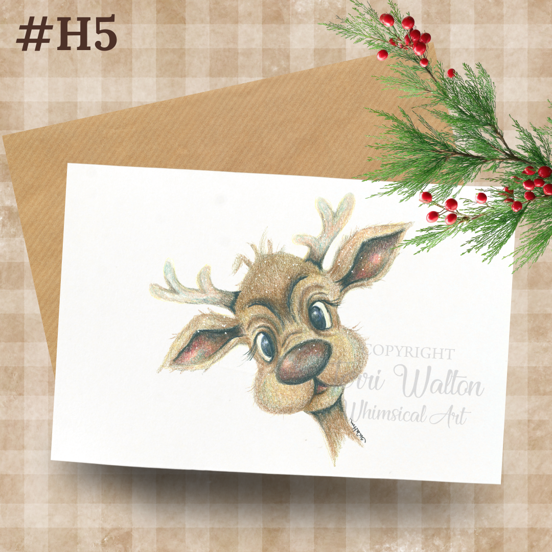 Original Art Deer Card with Envelope