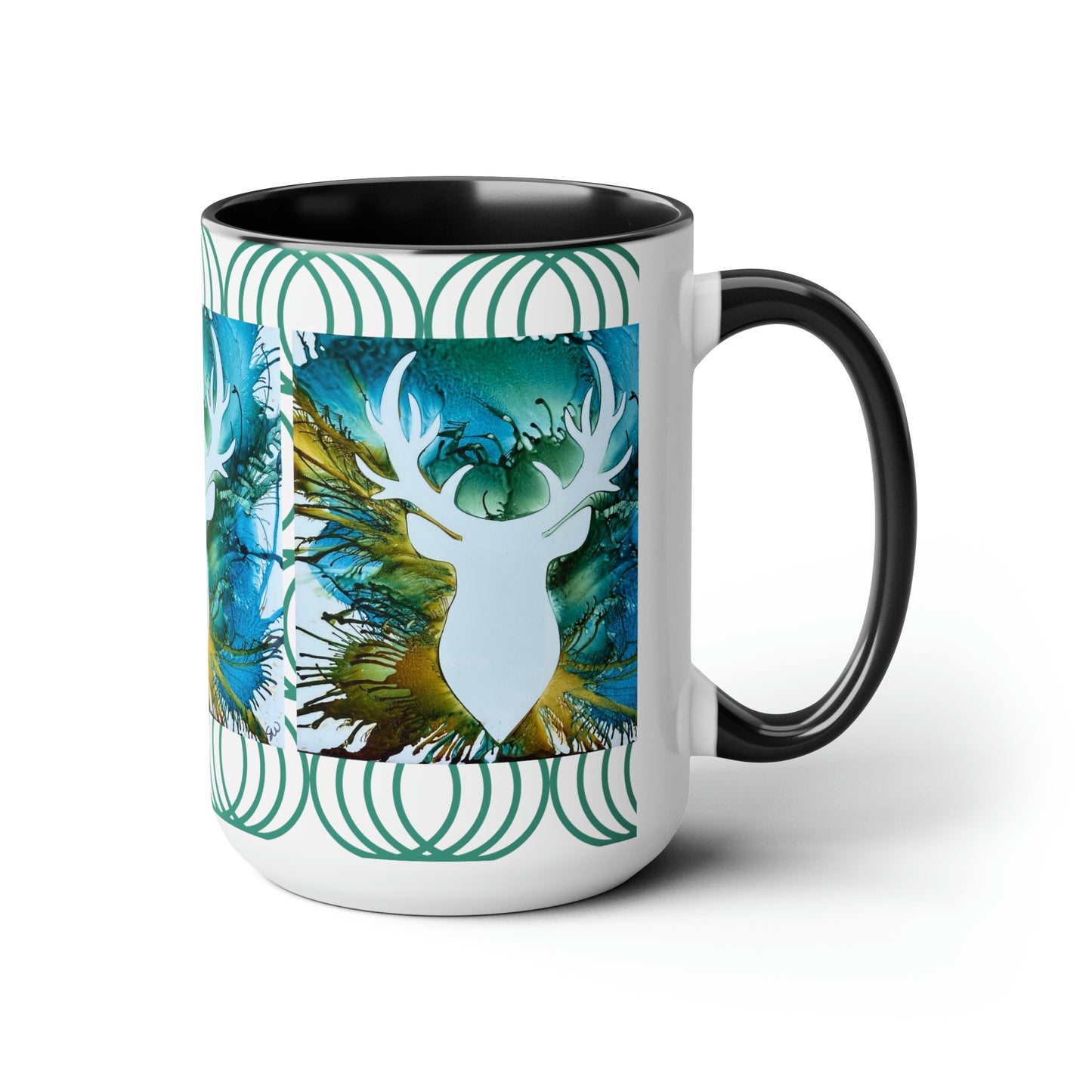 Original Deer Black & White Coffee Mug, 15oz