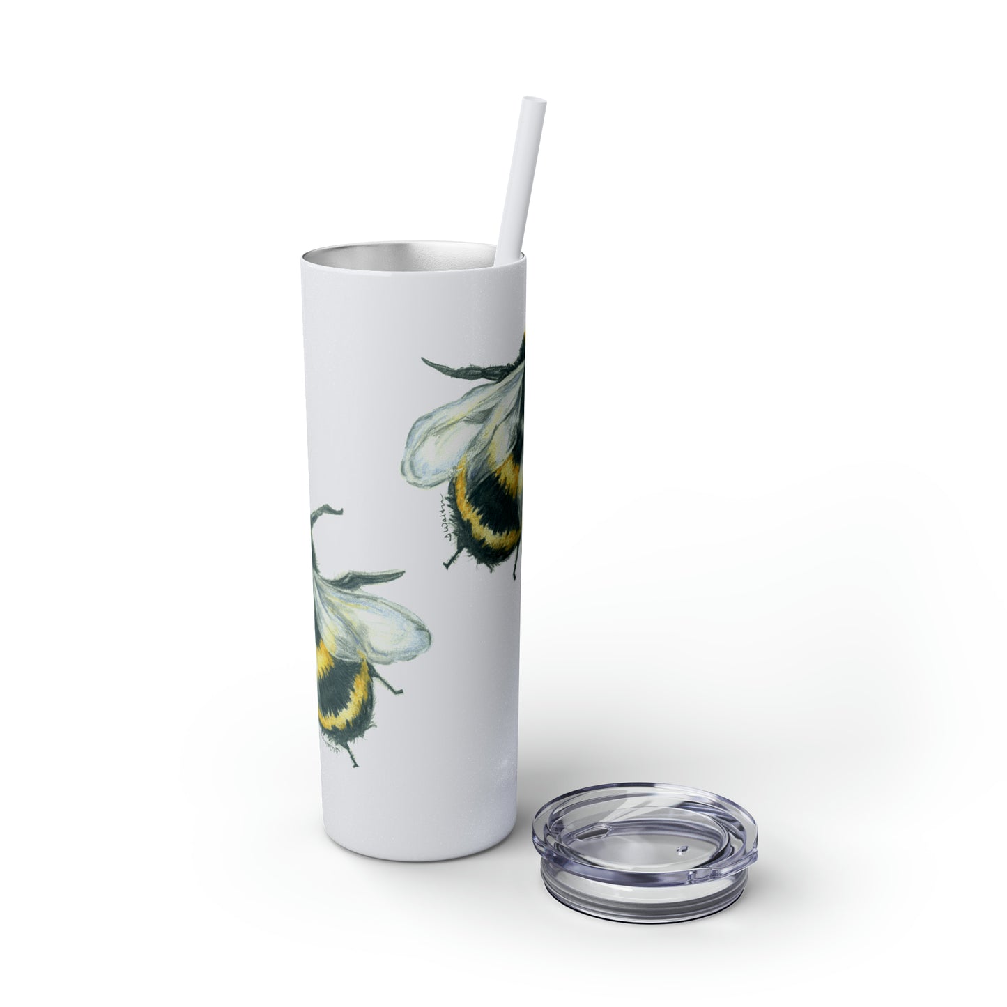 Original Bee Art Skinny Tumbler with Straw, 20oz