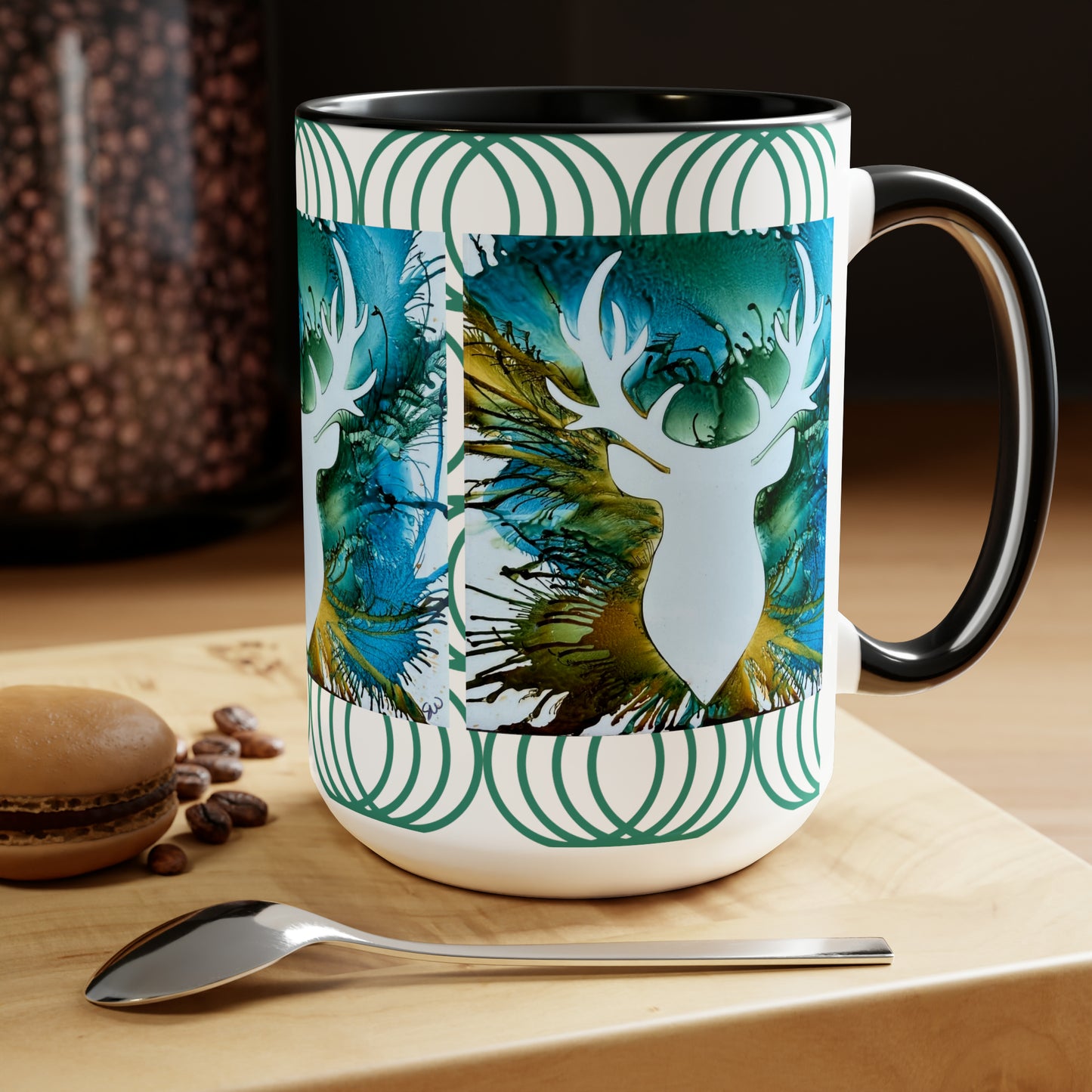 Original Deer Black & White Coffee Mug, 15oz