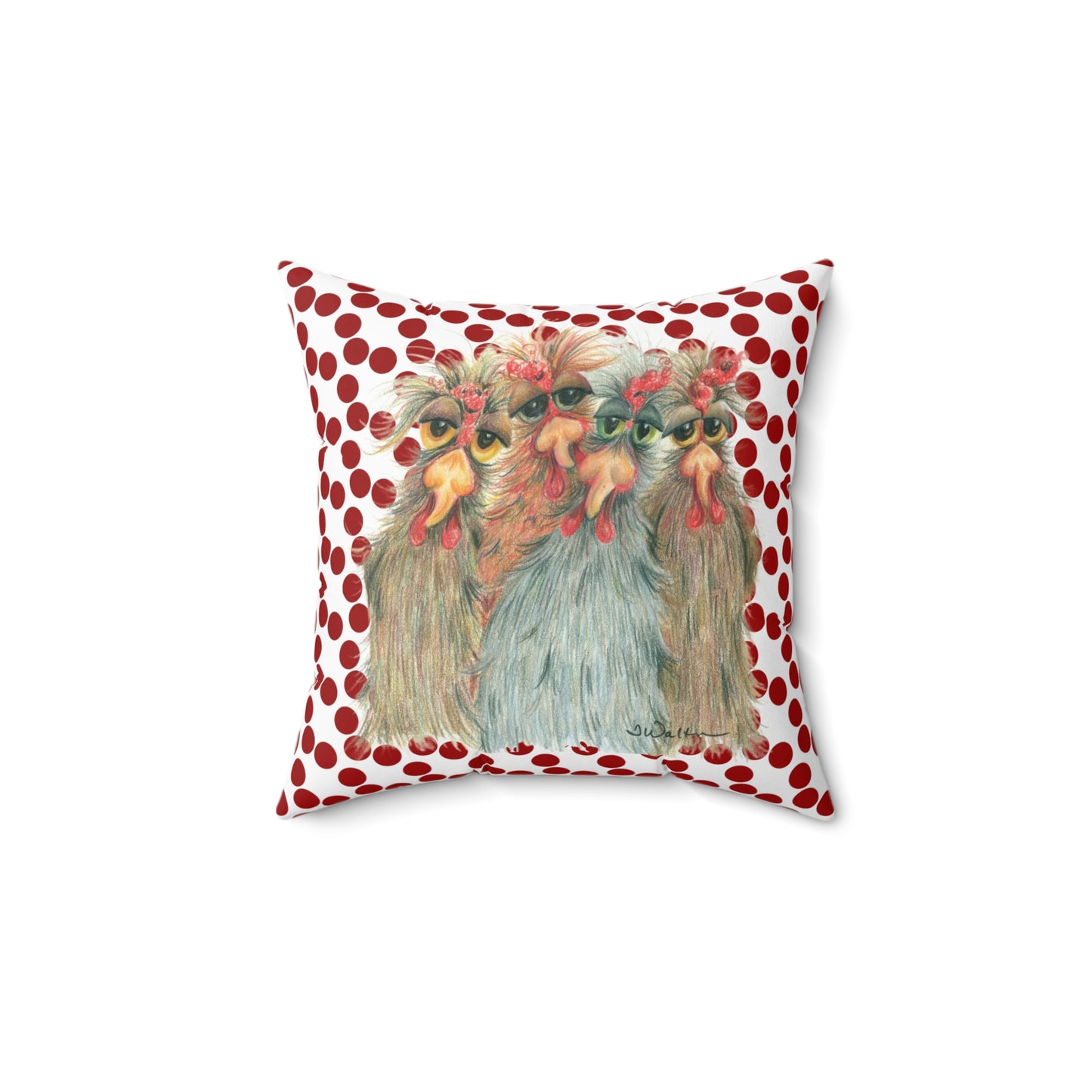 Crazy Chickens Spun Polyester Square Pillow