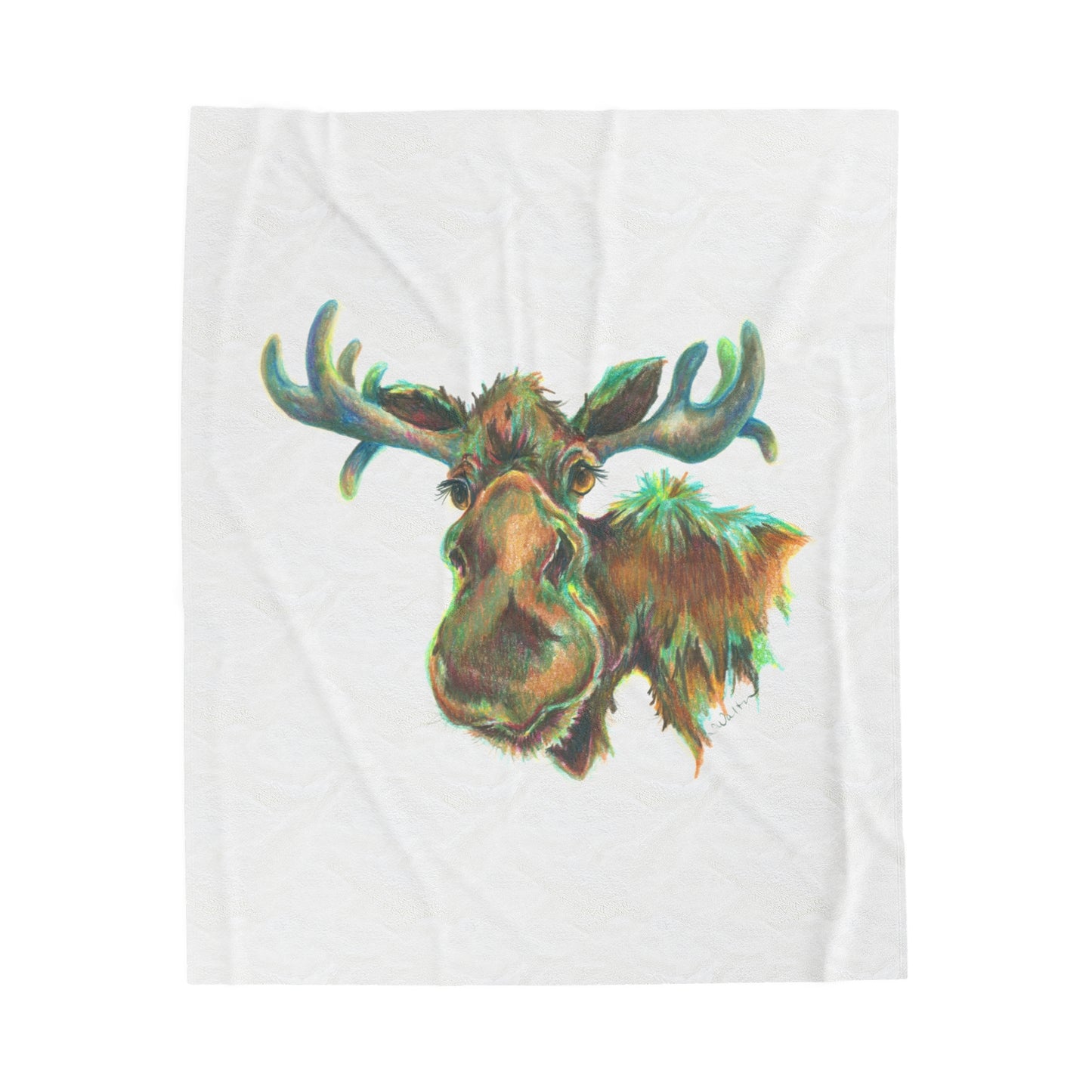 Velveteen Plush Moose Blanket