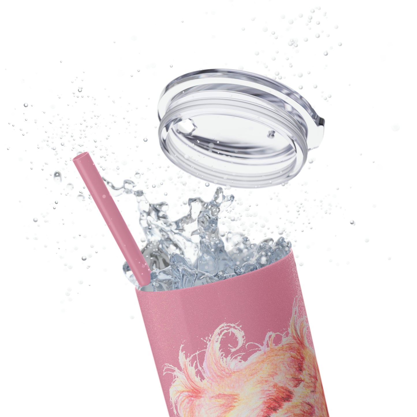 Original Flamingo Art Skinny Tumbler with Straw, 20oz