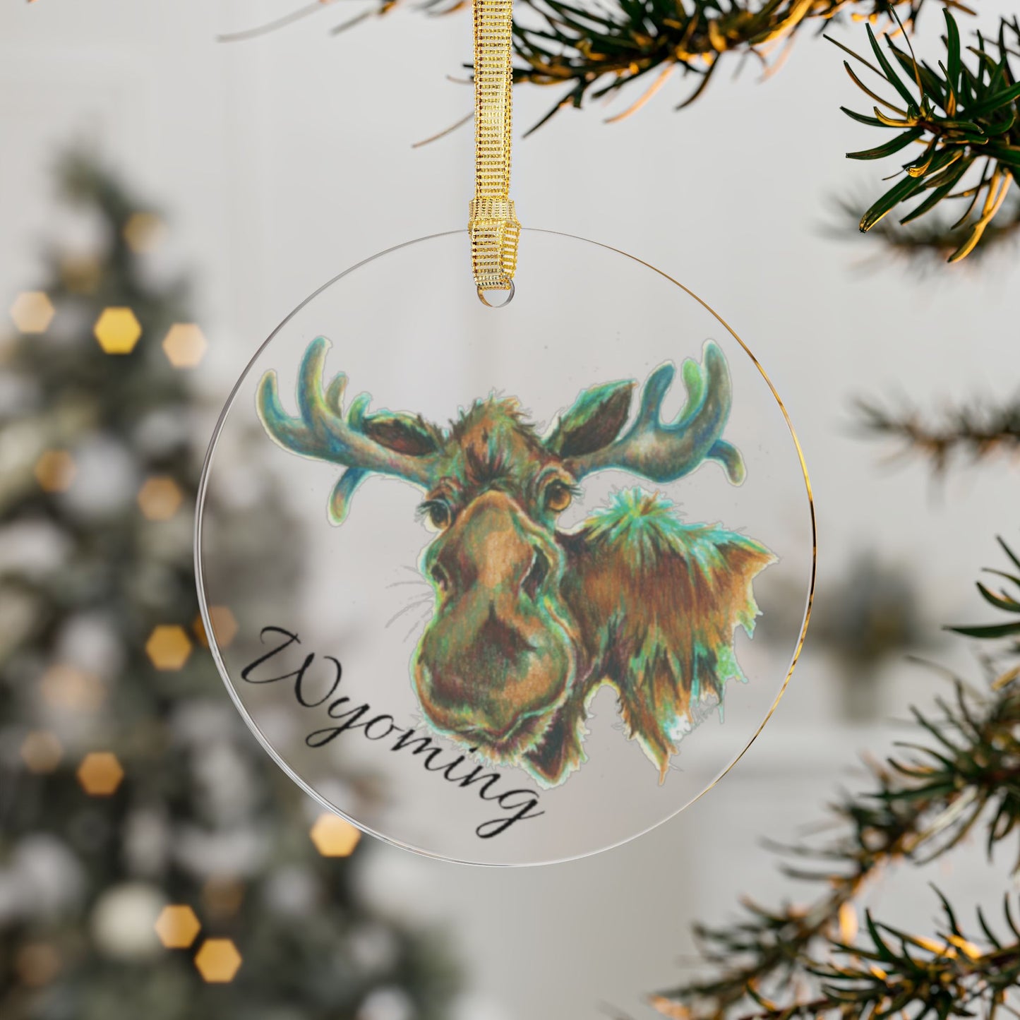 Ornament - Acrylic Moose Wyoming Original Art by Terri Walton