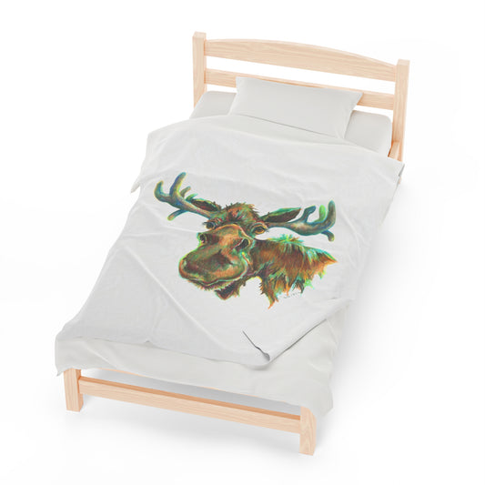 Velveteen Plush Moose Blanket