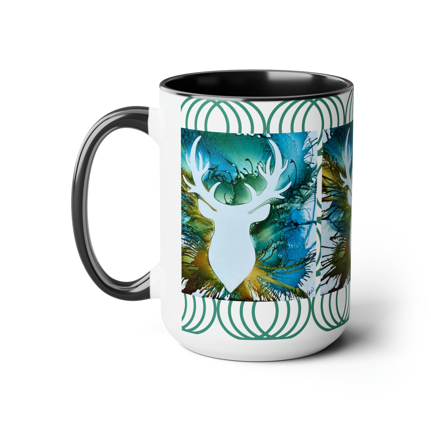 Original Deer Black & White Coffee Mug, 15oz