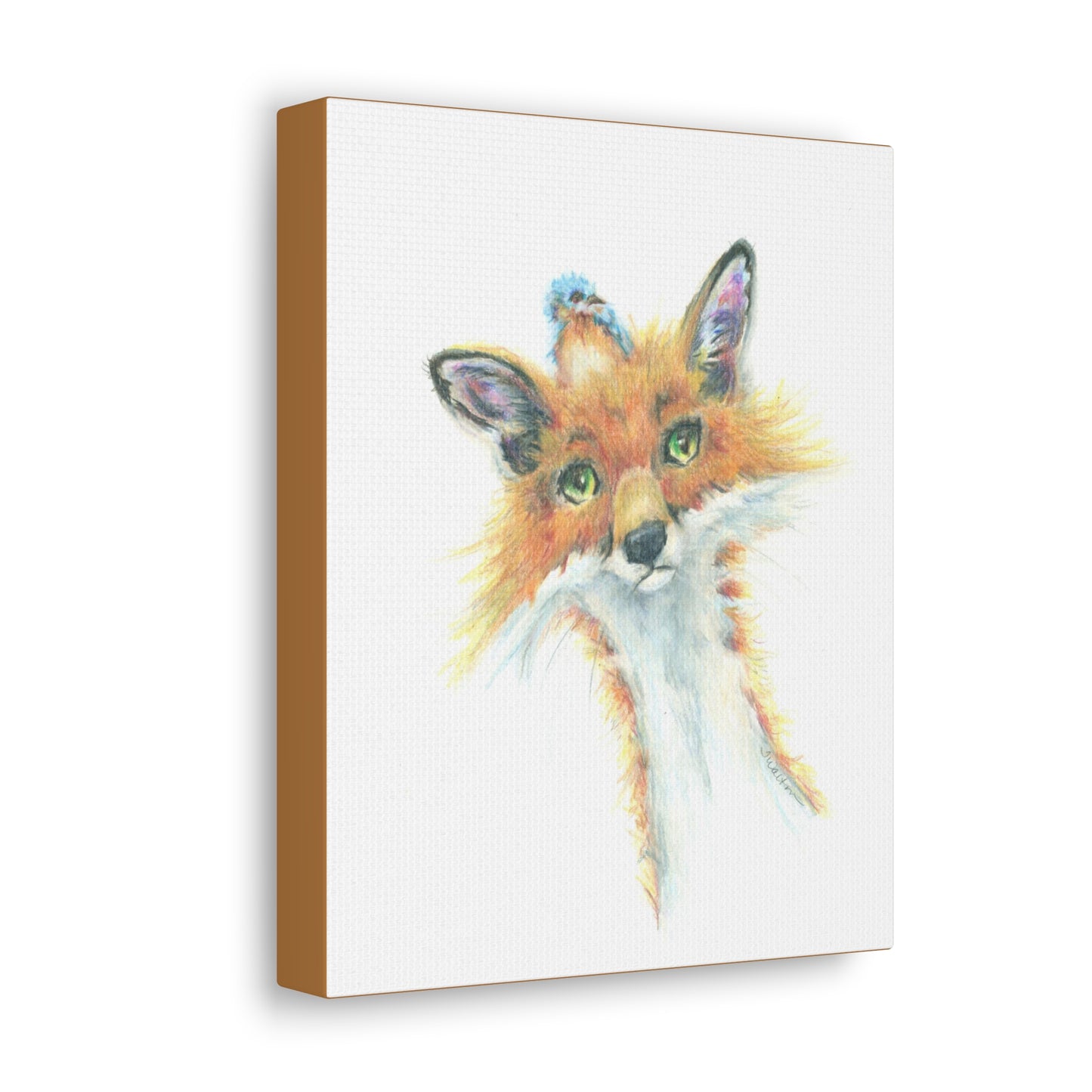 Original Fox & Baby Owl Art Print Gallery Wrap