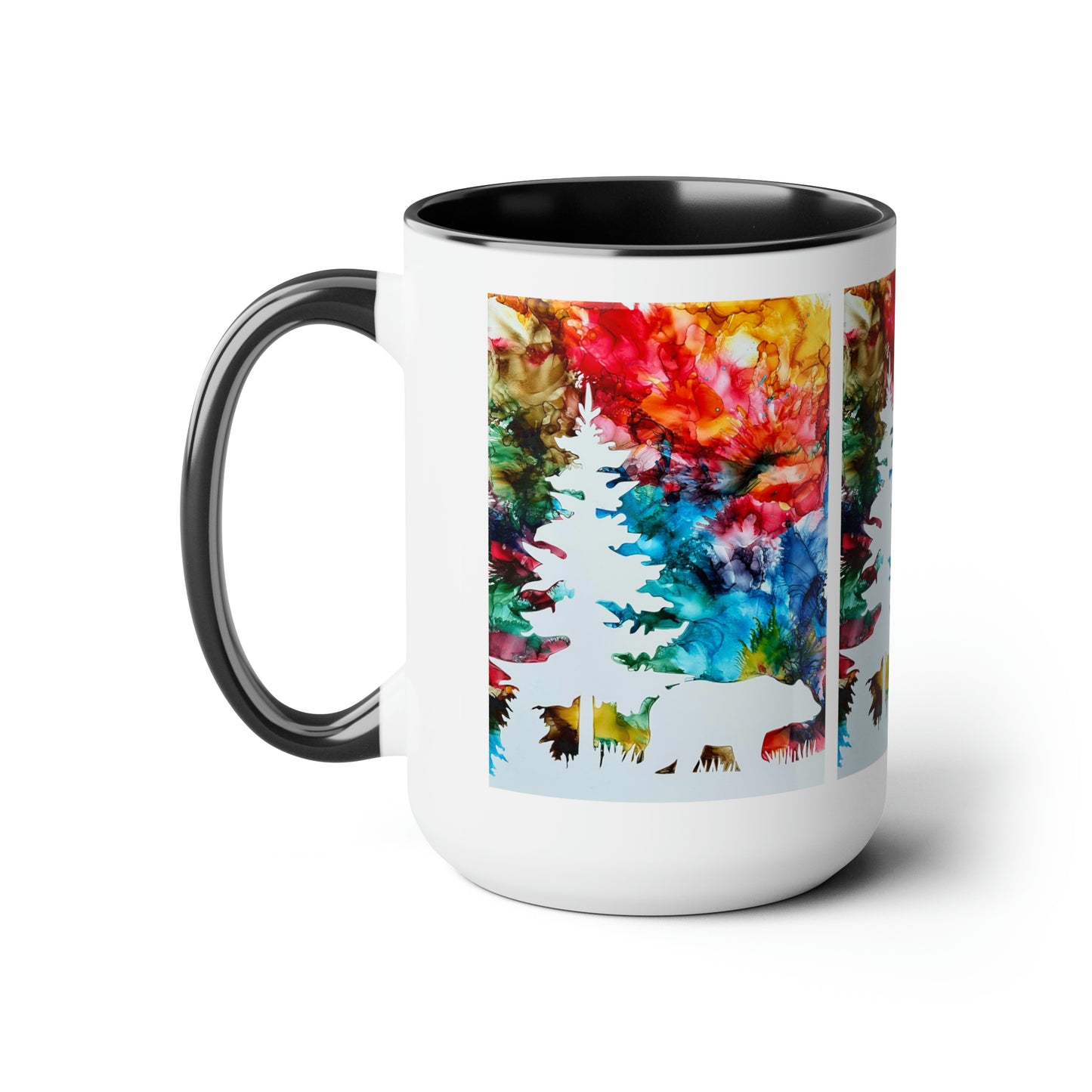 Original Woodland Art Black & White Coffee Mug, 15oz