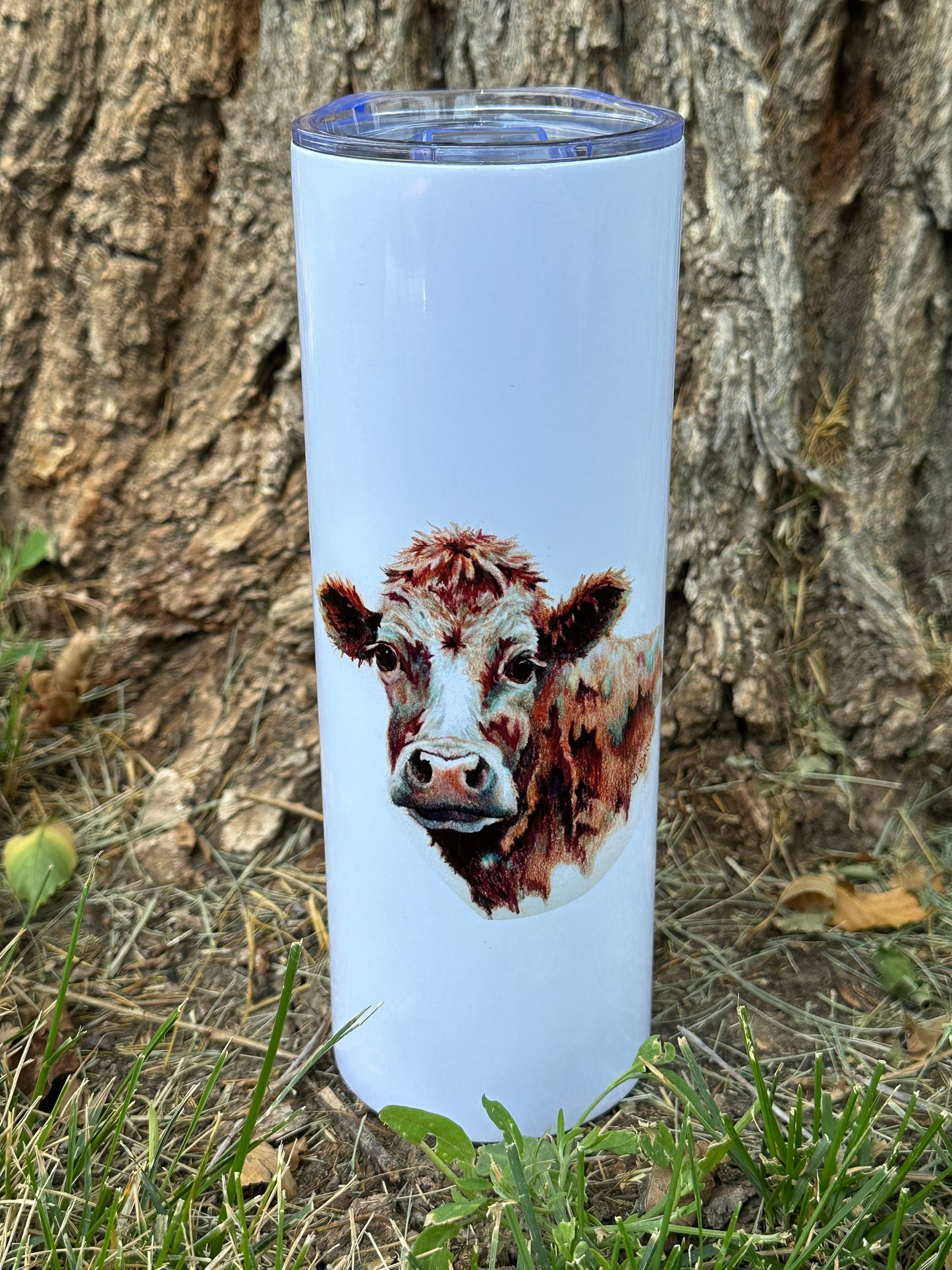 Original Cow Art Skinny Tumbler with Straw, 20oz