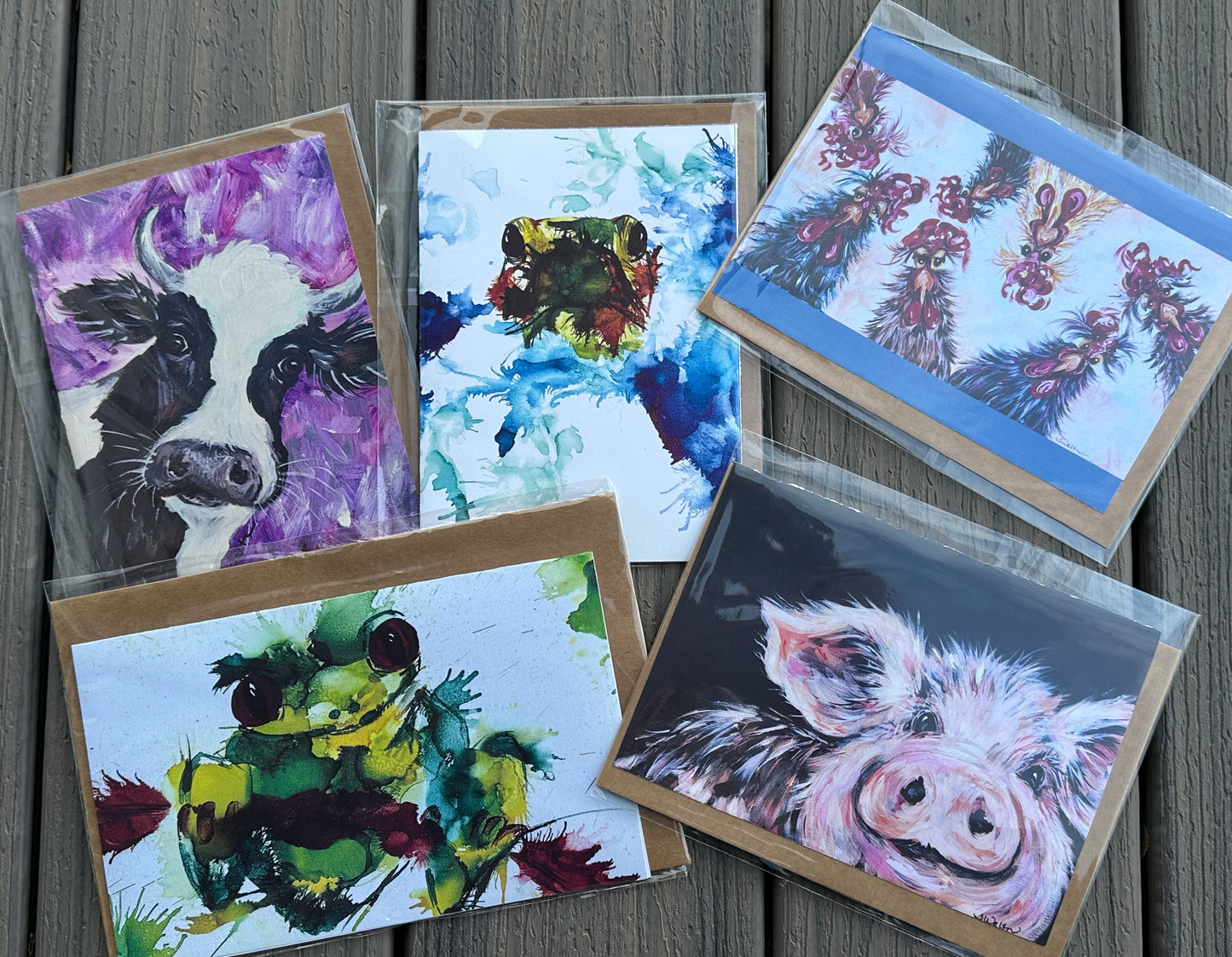 Set of 5 Original Art Greeting Cards