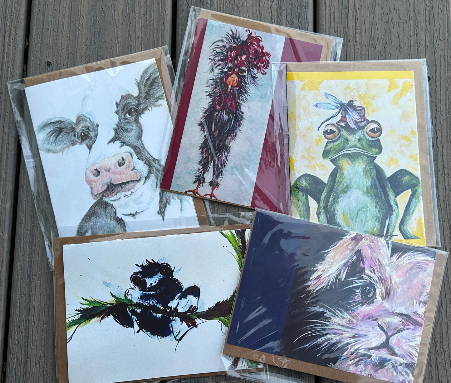 Set of 5 Original Art Greeting Cards