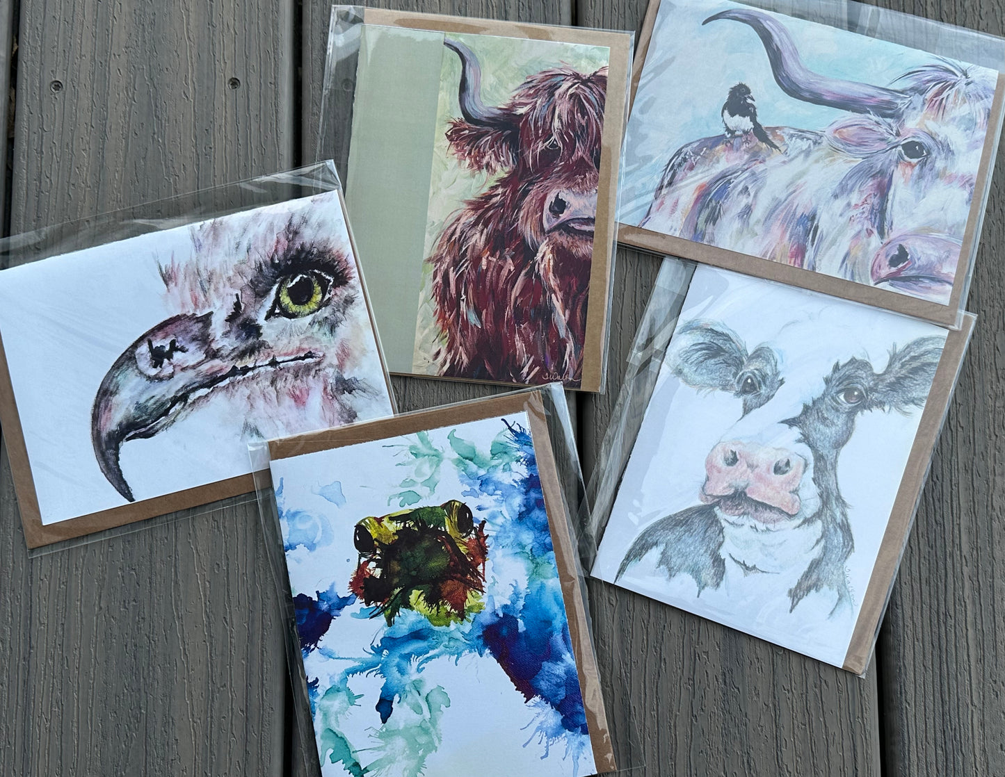 Set of 5 Original Art Greeting Cards