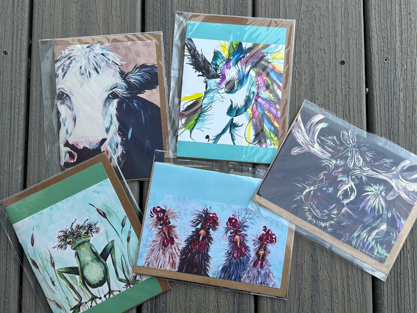 Set of 5 Original Art Greeting Cards