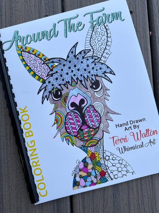 Around The Farm Original Art Coloring Book