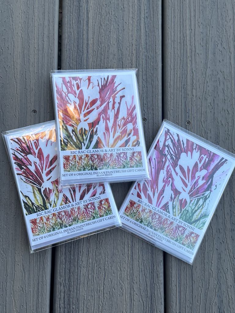 Set of 6 Original Indian Paintbrush Art Cards